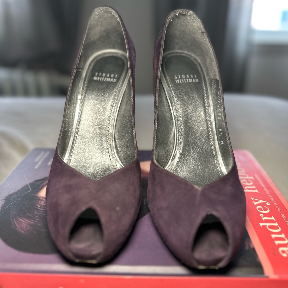 Stuart Weitzman Suede Peep Toe - image 3